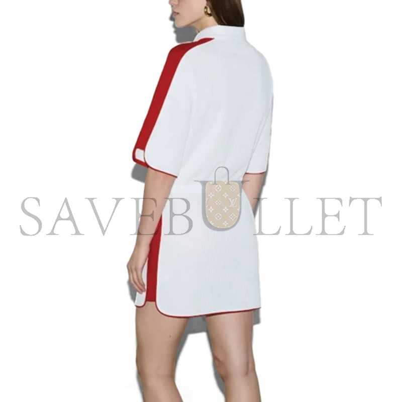 GUCCI LIDO EMBROIDERED ZIP SHORT SLEEVE DRESS 743080